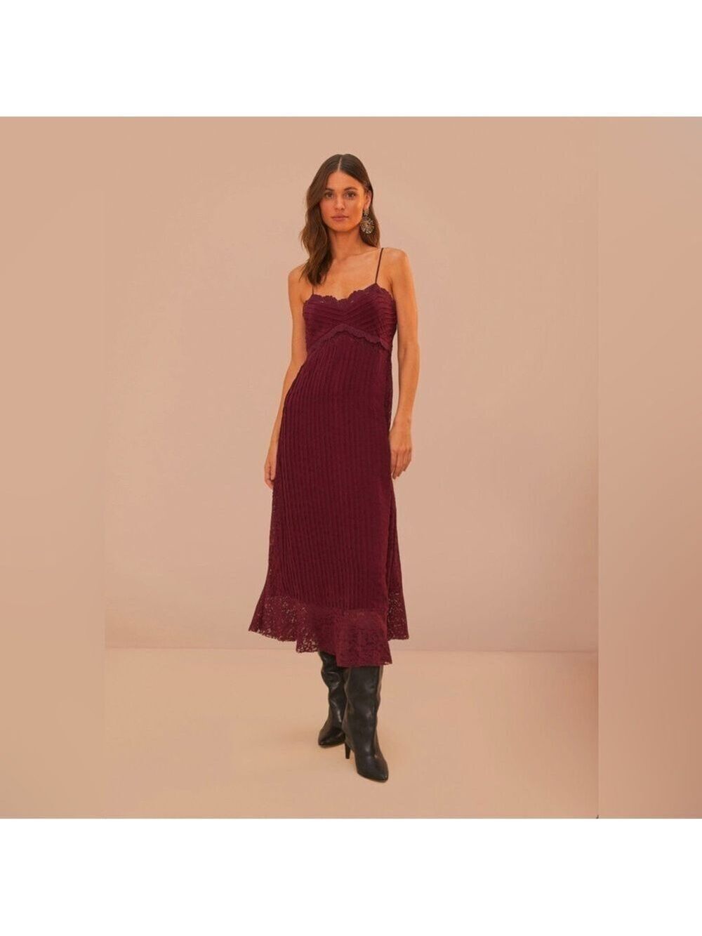 Farm Rio Purple Lace Sleeveless Midi Dress